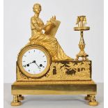 PENDULE EN BRONZE DORE "ALLEGORIE DU TEMPS" EMPIRE En bronze doré, reposant sur une [...]