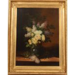 TABLEAU "BOUQUET DE FLEURS AU VASE BLEU" DE EUGENE HENRI CAUCHOIS (1850-1911) Huile [...]