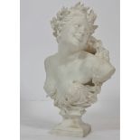 BUSTE EN BISCUIT DE SEVRES "LA BACCHANTE AUX LAURIERS" DE CARPEAUX (1827-1875) En [...]