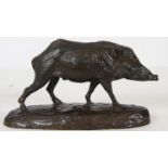 BRONZE "SANGLIER EN MARCHE" DE CLOVIS MASSON (1838-1913) Bronze foncée, reposant sur [...]