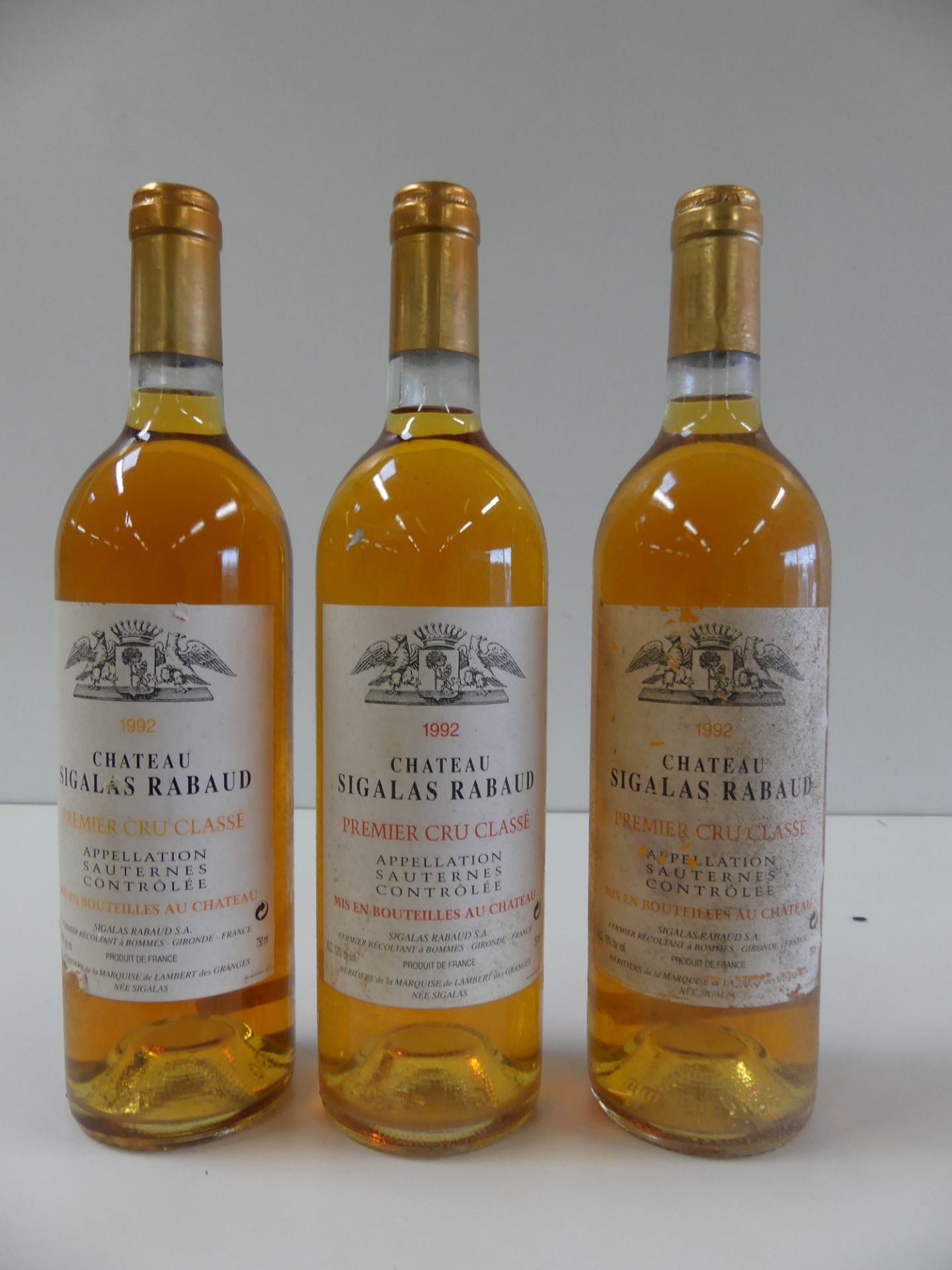 3 Château Sigalas Rabaud 1er Cru Classé 1992 -