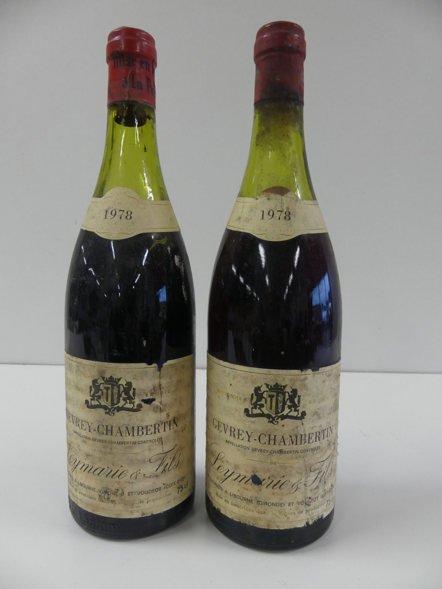 2 Gevrey Chambertin Leymarié & Fils 1978 (BE, btles sales) -