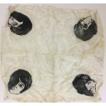 BEATLES TEA TOWEL AND FAUX SILK SCARF - a 1963 original Ulster linen tea towel with printed images