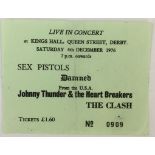 SEX PISTOLS KINGS HALL DERBY TICKET - An original 10.