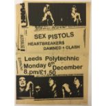 SEX PISTOLS DAMNED AND CLASH LEEDS POLY POSTER - An original poster for the 6th December 1976