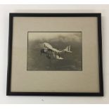 BRISTOL F.2 WW1 PHOTOGRAPH FRAMED - A framed photographic print of a Bristol F.2. in flight.