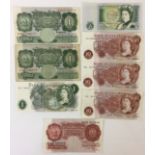 BRITISH BANKNOTES - eight notes to include four £1 notes (2 x Beale,