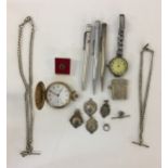 MIXED SILVER - Lot to include 12 pieces of mainly silver items to include, silver watch,