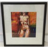 FEMALE NUDE OIL PAINTING - A framed oil on canvas depiction of a female nude.