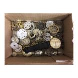 WATCH DIALS & MOVEMENTS - box of 60 to 70 watch dials and movements along with a number of spare