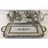 SILVER PLATED TEA SET / INDIAN TRAY - To include a 4 piece silver plated tea service - with teapot