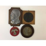 THIRD REICH MOUNTED PLAQUES & MEDALLIONS - 4 pieces of Third Reich militaria to include a mounted