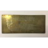 FRITZ TODT PLAQUE - A brass plaque dedicated from Adolf Hitler to construction engineer Fritz Todt