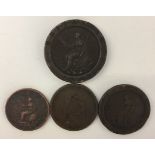 CARTWHEEL PENNIES - three coins to include a 1797 two pence (VF - few small bumps at edges),