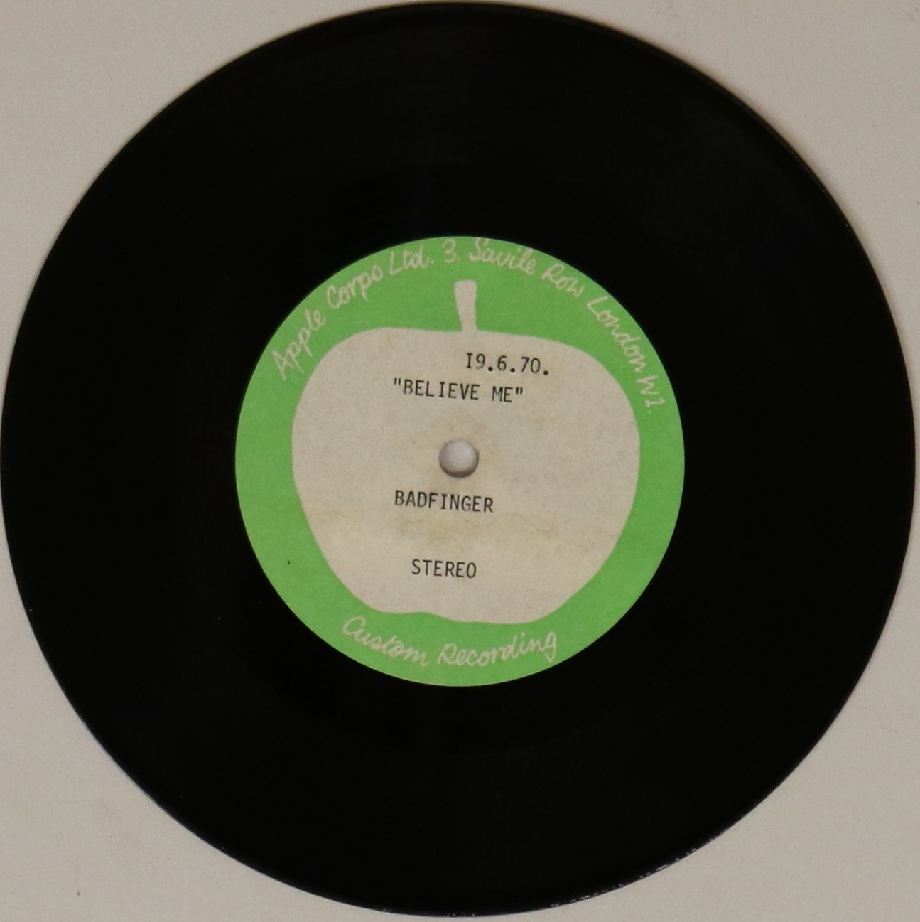 BADFINGER - BELIEVE ME - APPLE 7"ACETATE. - Image 2 of 2