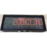 UV LIGHT BOX. A UV disco light box to read 'Agency One'.