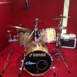 SONOR FORCE MAPLE DRUM KIT WITH STICKS AND SPARES.