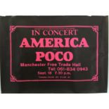 AMERICA SIGNED POSTER. An original poster for America / Poco at Manchester's Free Trade Hall (27.