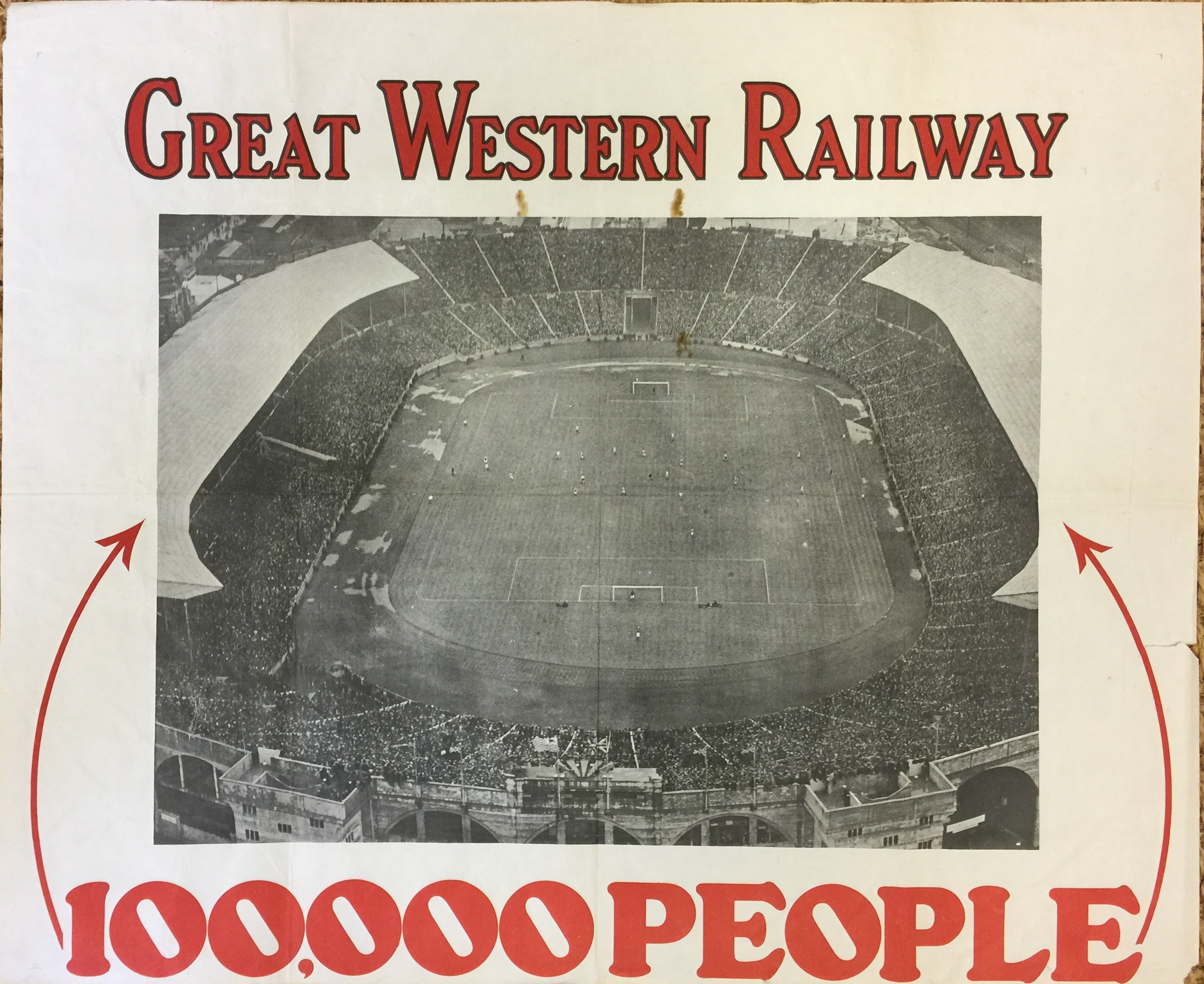 GREAT WESTERN RAILWAY POSTER - a 1924 Great Western Railway FA Cup Final football poster: Aston