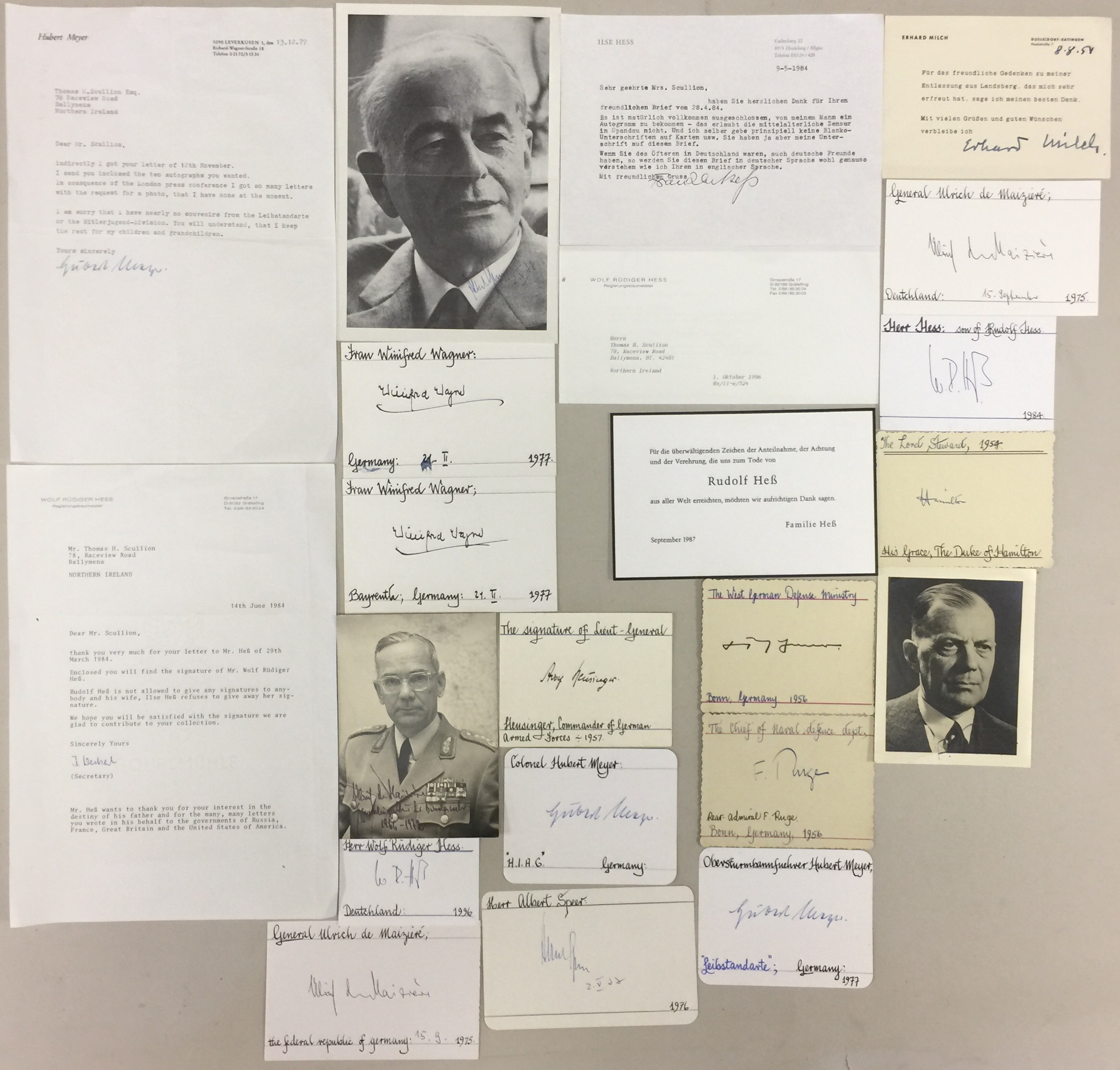 THIRD REICH ERA AUTOGRAPHS. 22 autographed cards/pieces of correspondence.