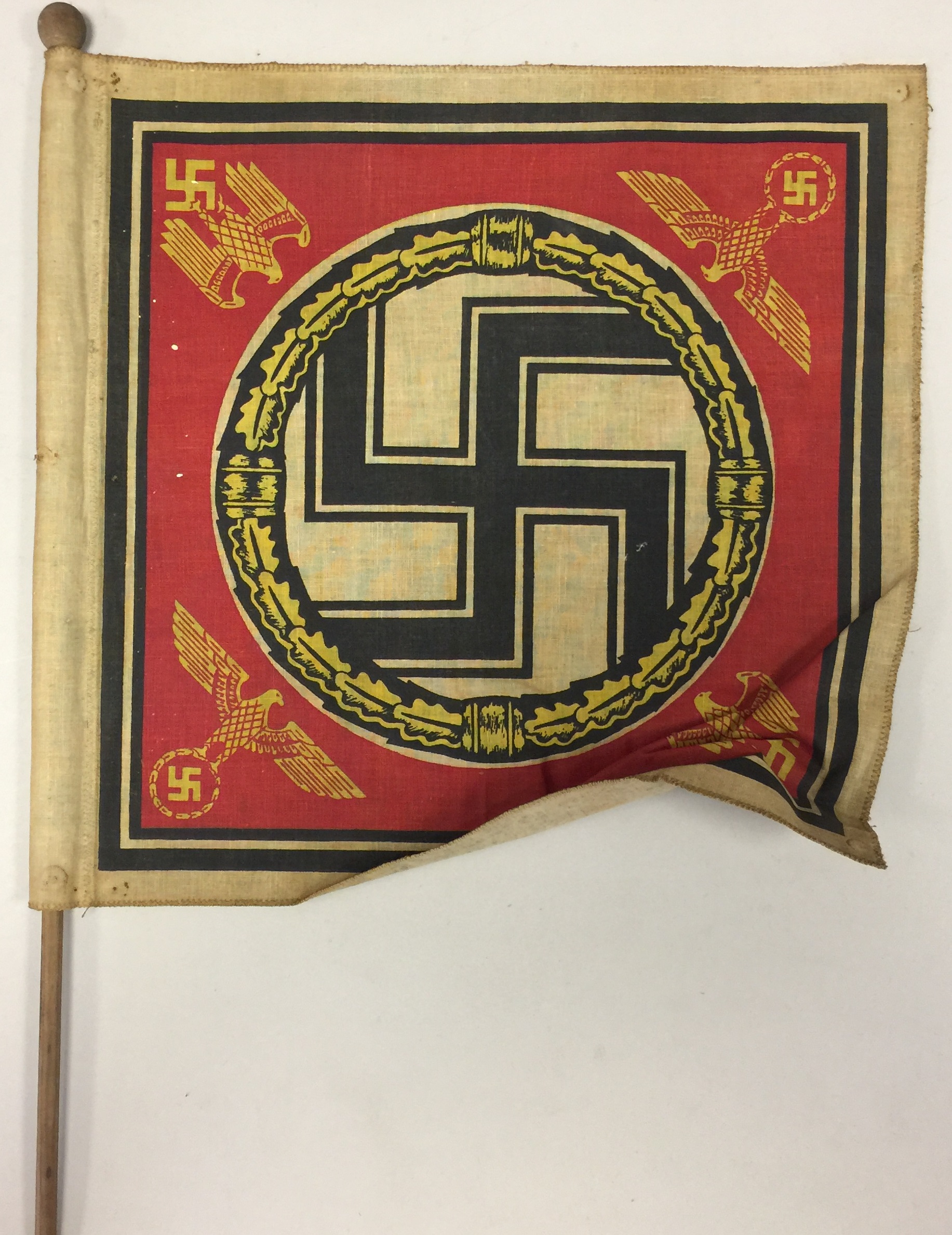 THIRD REICH FLAGS AND PENNANTS. 9 pieces to include flags, patches, armbands, and pennants. - Image 2 of 3