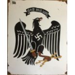 THIRD REICH. An enamelled metal sign depicting the Prussian coat of arms and motto 'Gott Mit Uns'.