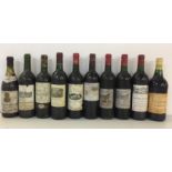 MIXED RED WINES. Ten bottles of red wine, most with good levels and firm capsules.