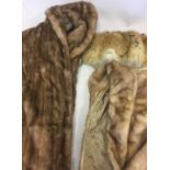 THREE FURS. Three assorted furs to include coat, scarf and hat.