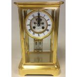 FRENCH FOUR GLASS MANTEL CLOCK. Marked to face G.H & C Gowland, Sunderland. Probably circa 1860s.