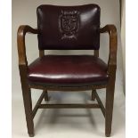 ASTON VILLA DIRECTORS CHAIR. A leather chair, embossed with debossed AVFC crest printed to backrest.