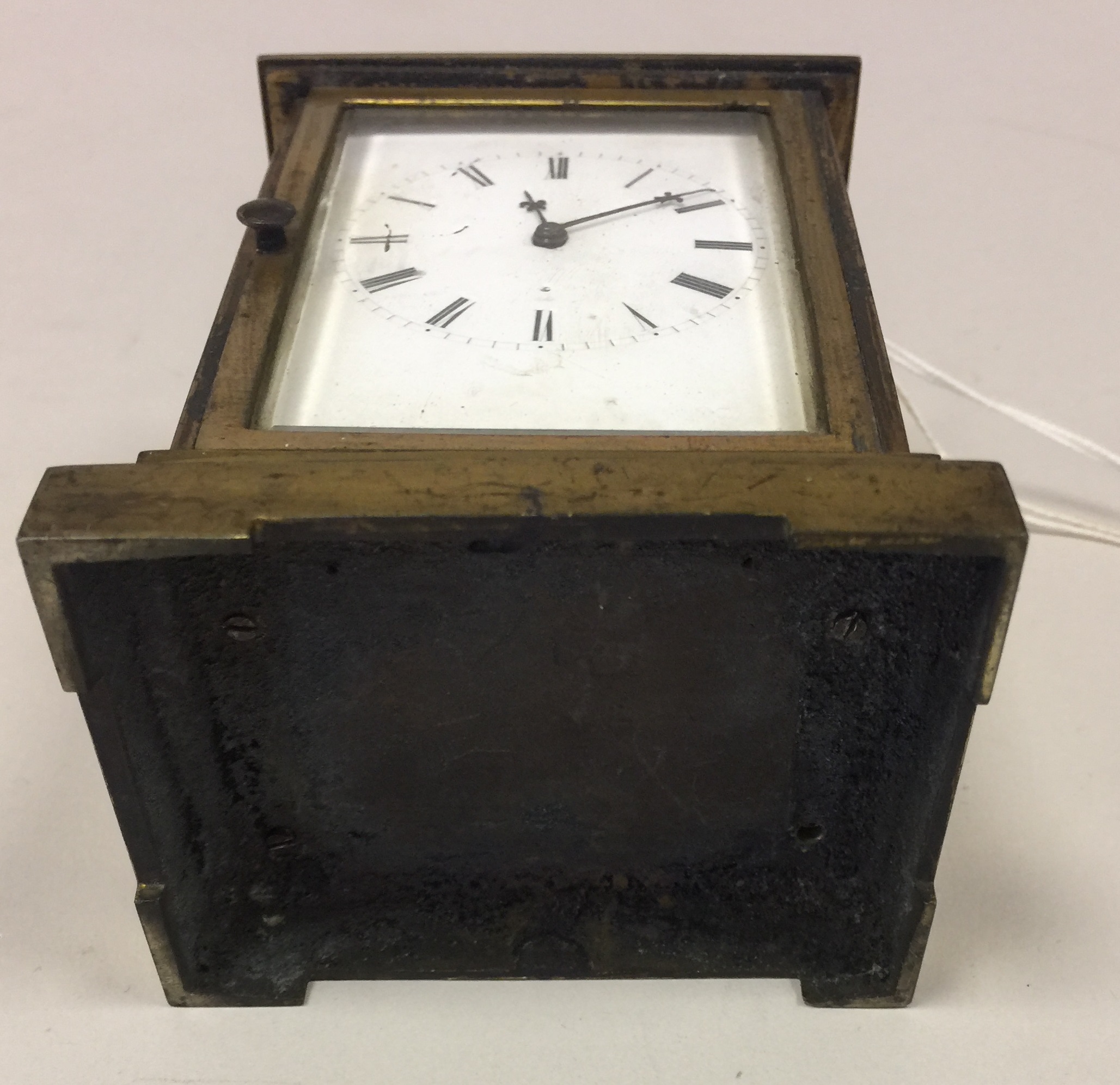 ENGLISH 19TH CENTURY CARRIAGE CLOCK. A gilt English fusee carriage clock repeater, dated to 1880. - Image 2 of 8