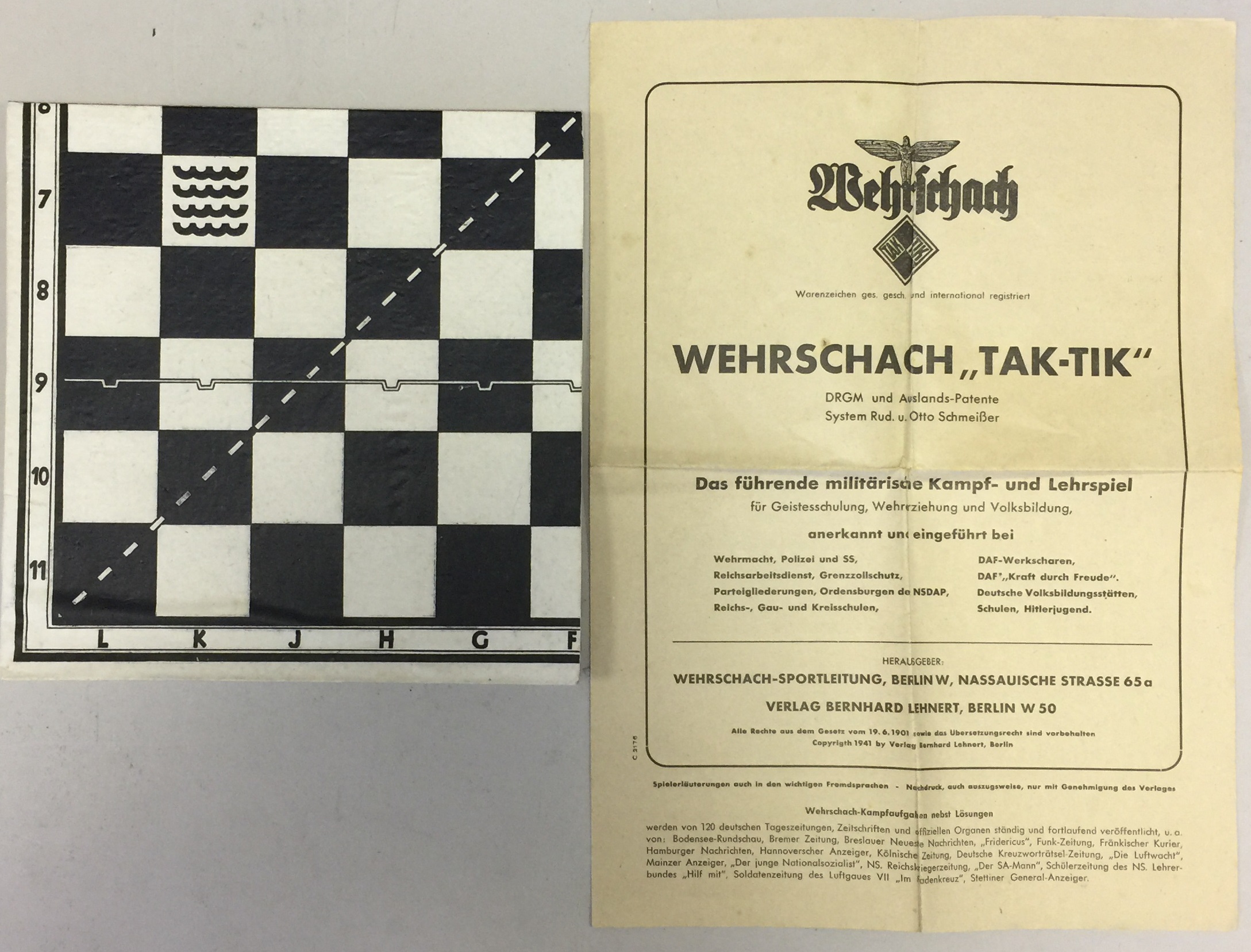 THIRD REICH. A boxed Wehrshach Tak-Tik board game, circa 1940. - Bild 2 aus 3