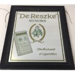 DE RESZKE CIGARETTE MIRROR. A framed 'De Reszke Minors' vintage cigarette mirror.