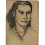 Miroslav Tichý (1926 - 2011) Untitled portrait, probably 1940-50s. Charcoal on paper. 44.