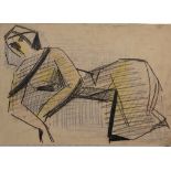 Miroslav Tichý (1926 - 2011) Untitled figure in the cubist style, probably circa 1940s.