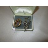 Silver open link bracelet with heart shape lock & other costume jewellery