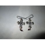 Pair of silver cross design earrings 7 g