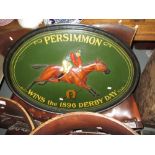 Vintage style wooden wall plaque Persimmon wins the Derby (racing interest)