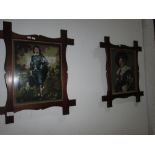 Pair of oak frame tapestries