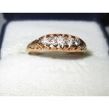 18 ct gold ring set with 5 graduated diamonds size 55 2 g