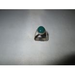 Silver & green stone scarf ring