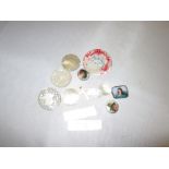 Victorian mother of pearl counters and brooches some Chinese included