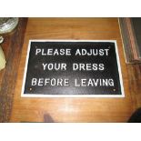 Cast iron sign : Dress