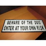 Cast iron sign : Beware of the Dog