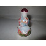 Chinese painted milk glass double gourd snuff bottle