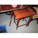 Reproduction mahogany extending dining table with six dining chairs & occasional table