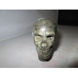 Bronzed metal antique style skull walking stick finial