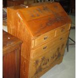 Vintage South East Asian carved wooden bureau