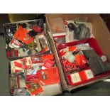 Assorted vintage electrical car parts : bulbs, condensers,, contacts etc.