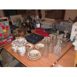 Japanese eggshell tea set, decanters, collectors plates etc.